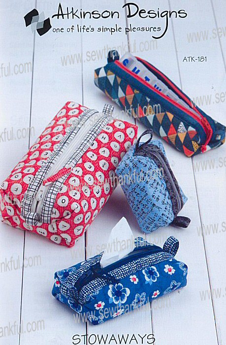 Stowaways (mini duffle) bags (in 6 sizes) sewing pattern from Atkinson Designs