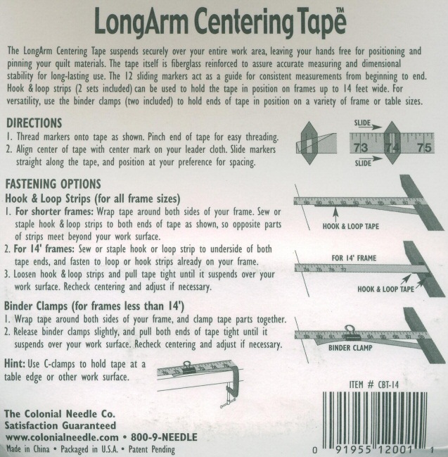 Colonial Needle CBT-14 LongArm Centering Tape-14' 