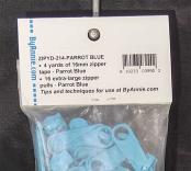 Zipper Tape ByAnnie - 4yds 16mm with 16 Pulls Set - Parrot Blue 2