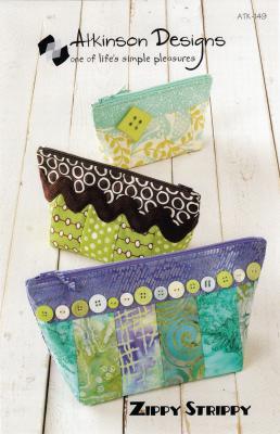 INVENTORY REDUCTION - Zippy Strippy zippered pouch bags sewing pattern from Atkinson Designs