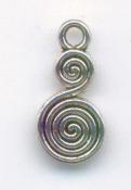 Charm - Double Coil - 8x16mm - silver tone