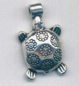 Charm -Turtle - 12x19mm - silver tone