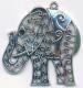 Charm - Elephant Pendant - 52x53mm - silver tone