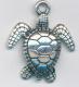 Charm - Sea Turtle - 24x28mm - silver tone