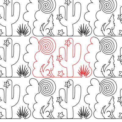 Coyote, Cactus, and Yucca DIGITAL Longarm Quilting Pantograph Design by Deb Geissler