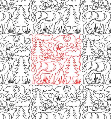 Elk and Bear DIGITAL Longarm Quilting Pantograph Design by Deb Geissler