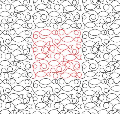 Fish and Loops 1 DIGITAL Longarm Quilting Pantograph Design by Deb Geissler