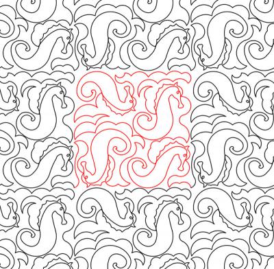Seahorses DIGITAL Longarm Quilting Pantograph Design by Deb Geissler