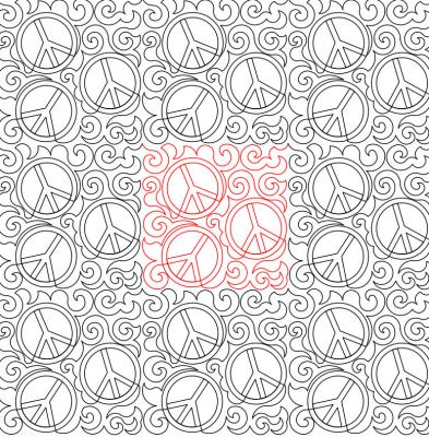 Peace Sign DIGITAL Longarm Quilting Pantograph Design by Deb Geissler