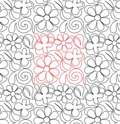 Butterfly Flower Swirls 3 DIGITAL Longarm Quilting Pantograph Design by Deb Geissler