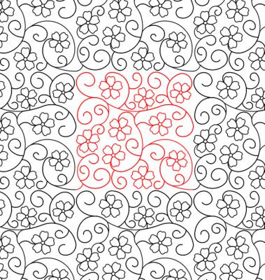 Cherry Blossoms 1 DIGITAL Longarm Quilting Pantograph Design by Deb Geissler