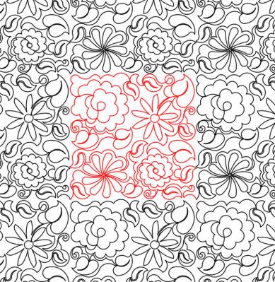 Fiesta Flowers 1 DIGITAL Longarm Quilting Pantograph Design by Deb Geissler