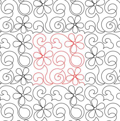 Flower Swirls 2 DIGITAL Longarm Quilting Pantograph Design by Deb Geissler