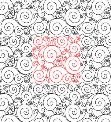 Rosebud Swirls DIGITAL Longarm Quilting Pantograph Design by Deb Geissler