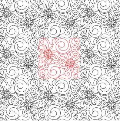 Spiral Fire Flower 2 DIGITAL Longarm Quilting Pantograph Design by Deb Geissler