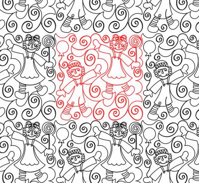 Raggedy Ann and Andy DIGITAL Longarm Quilting Pantograph Design by Deb Geissler