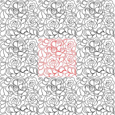 Feathered Roses 1 DIGITAL Longarm Quilting Pantograph Design by Deb Geissler