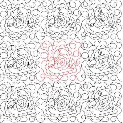 Hearts N Roses 1 DIGITAL Longarm Quilting Pantograph Design by Deb Geissler