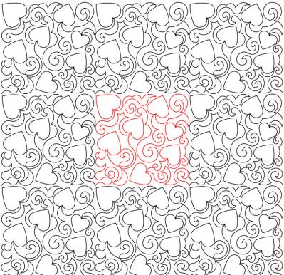 Hearts and Swirls 2 DIGITAL Longarm Quilting Pantograph Design by Deb Geissler