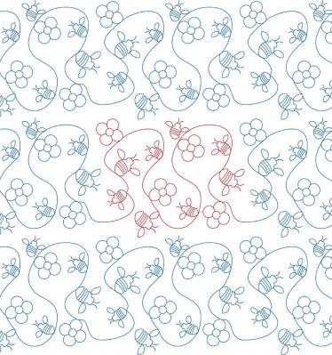 Bees and Flowers DIGITAL Longarm Quilting Pantograph Design by Melissa Kelley