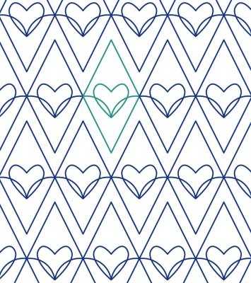 Diamond Hearts DIGITAL Longarm Quilting Pantograph Design by Melissa Kelley