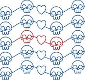 Skulls and Hearts DIGITAL Longarm Quilting Pantograph Design by Melissa Kelley