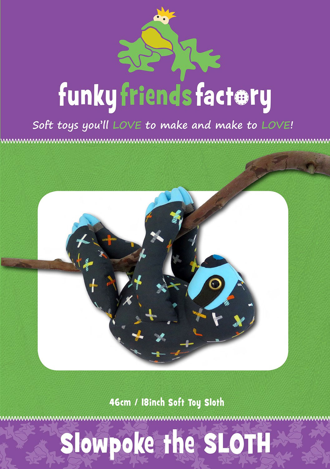 Slowpoke-the-Sloth-sewing-pattern-Funky-Friends-Factory-front