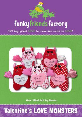 Valentine's Love Monsters sewing pattern Funky Friends Factory