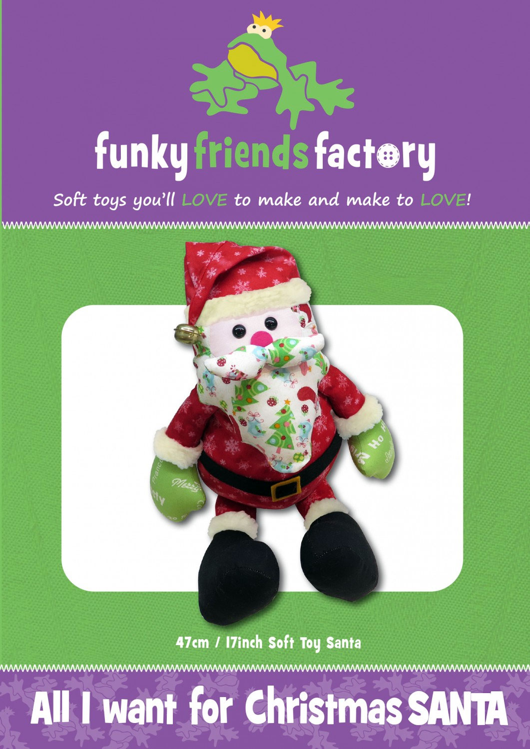 All-I-Want-for-Christmas-Santa-soft-toy-sewing-pattern-Funky-Friends-Factory-front