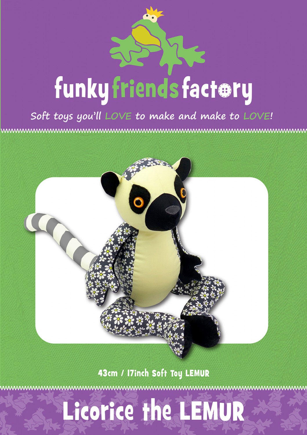 Licorice-the-Lemur-sewing-pattern-Funky-Friends-Factory-front