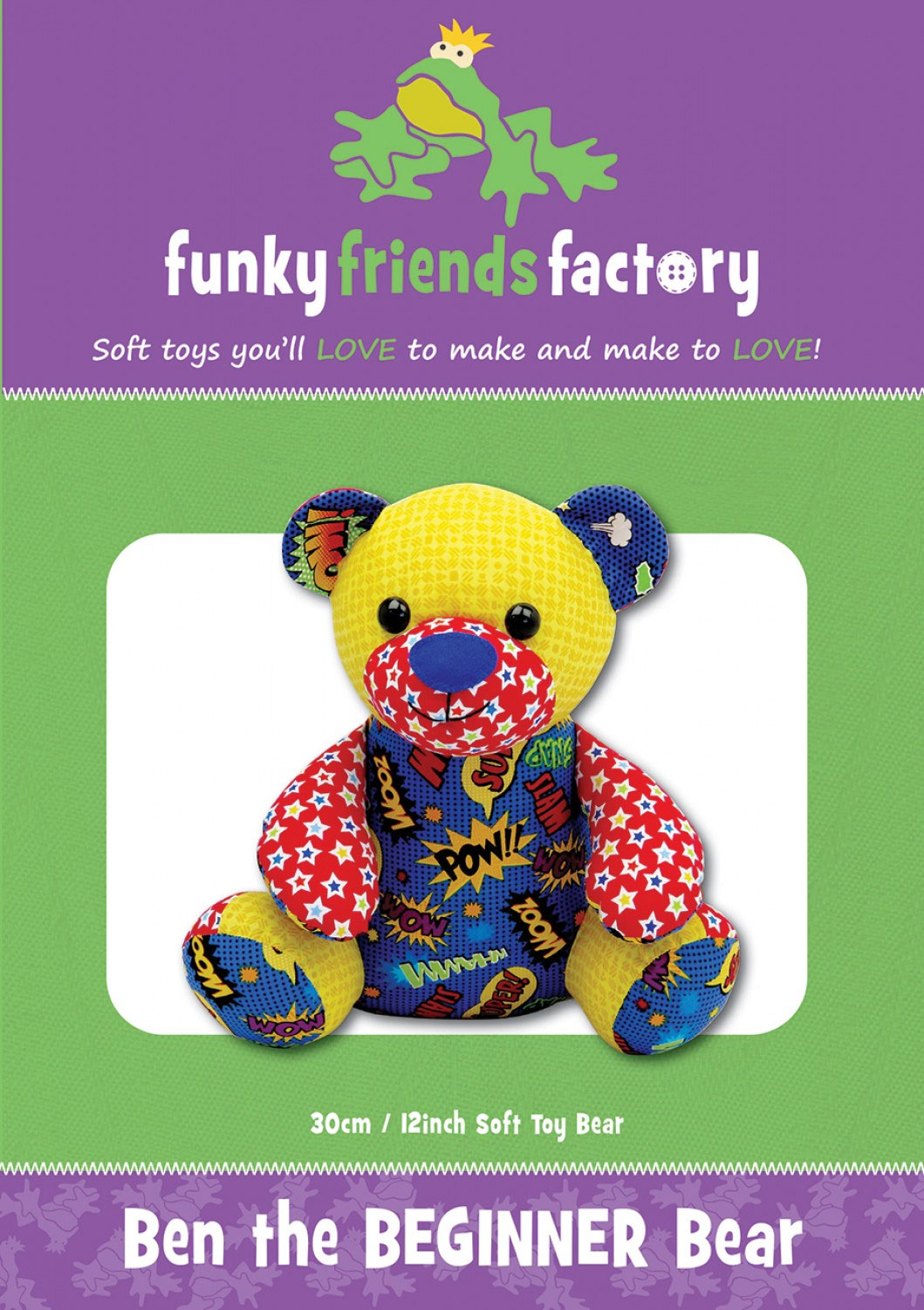 Ben-the-Beginner-Bear-soft-toy-sewing-pattern-Funky-Friends-Factory-front