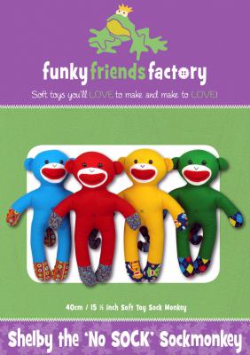 Shelby the No Sock Sockmonkey sewing pattern from Funky Friends Factory