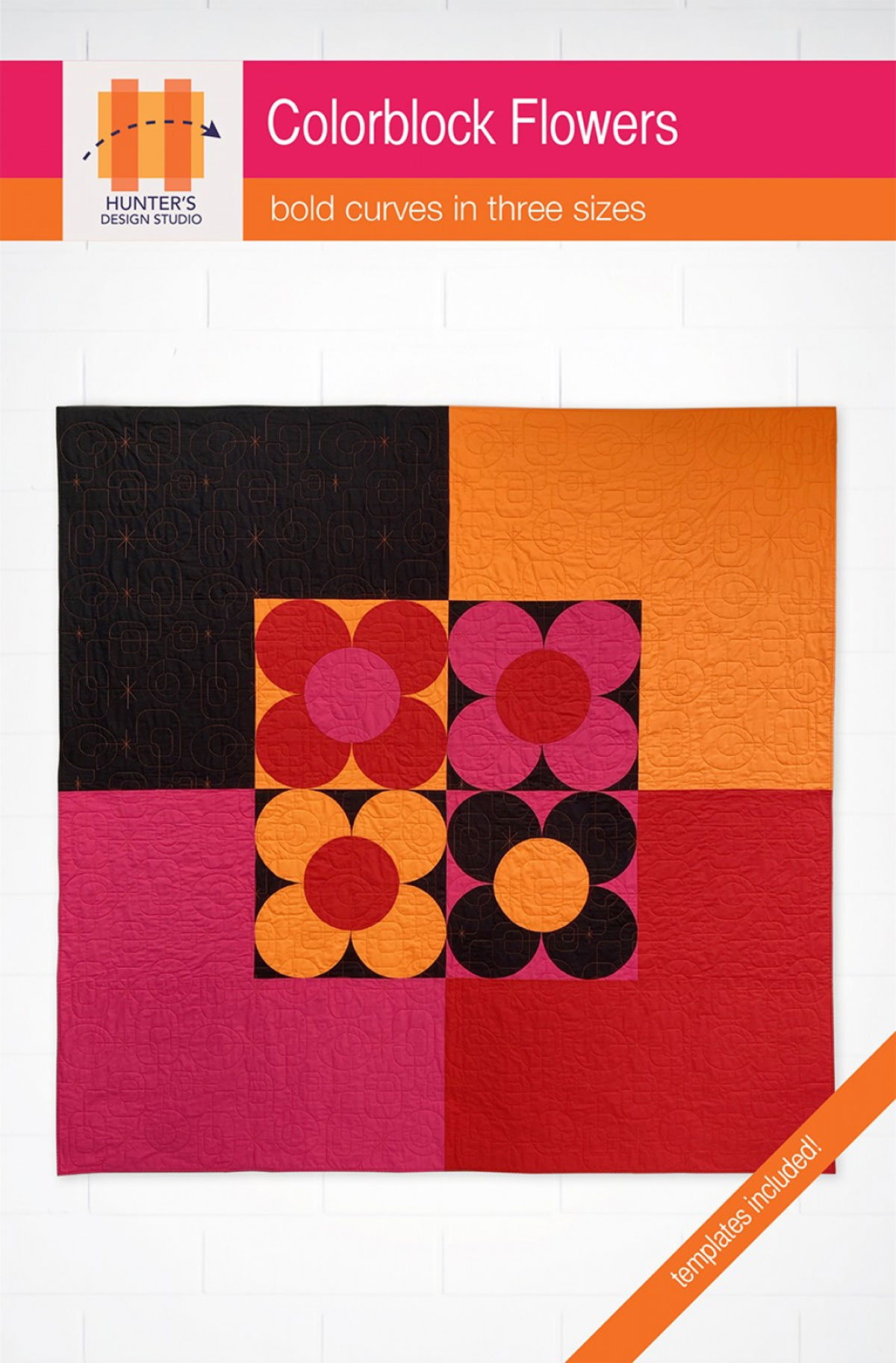 Colorblock-Flowers-quilt-sewing-pattern-Hunters-Design-Studio-front