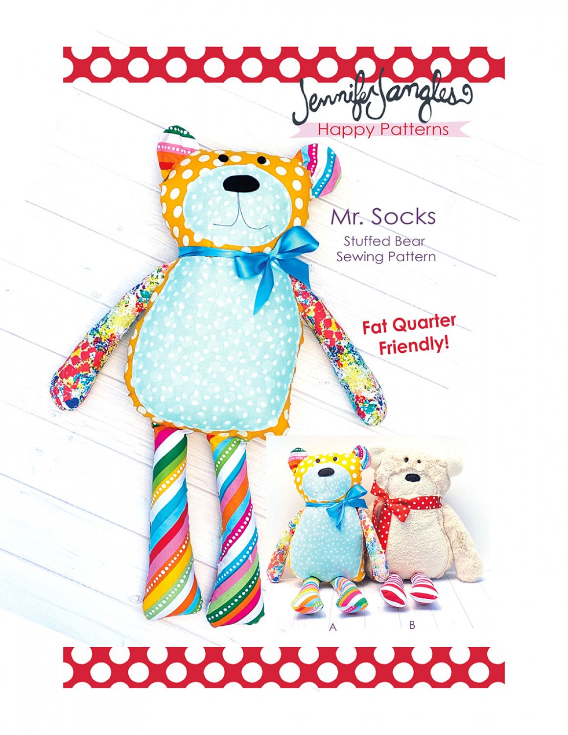 Mr-Socks-stuffed-bear-soft-toy-sewing-pattern-Jennifer-Jangles-front