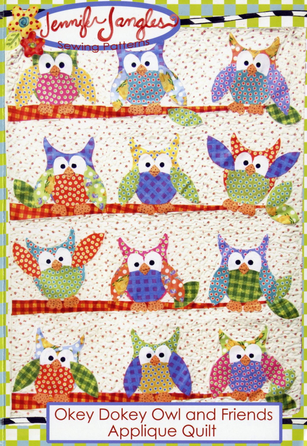 Okey-Dokey-Owl-and-Friends-applique-quilt-sewing-pattern-Jennifer-Jangles-front