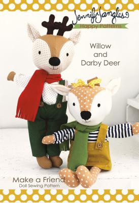 CLOSEOUT - Willow and Darby Deer Make a Friend Doll/Soft Toy sewing pattern from Jennifer Jangles