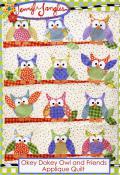 Okey Dokey Owl and Friends Applique quilt sewing pattern from Jennifer Jangles