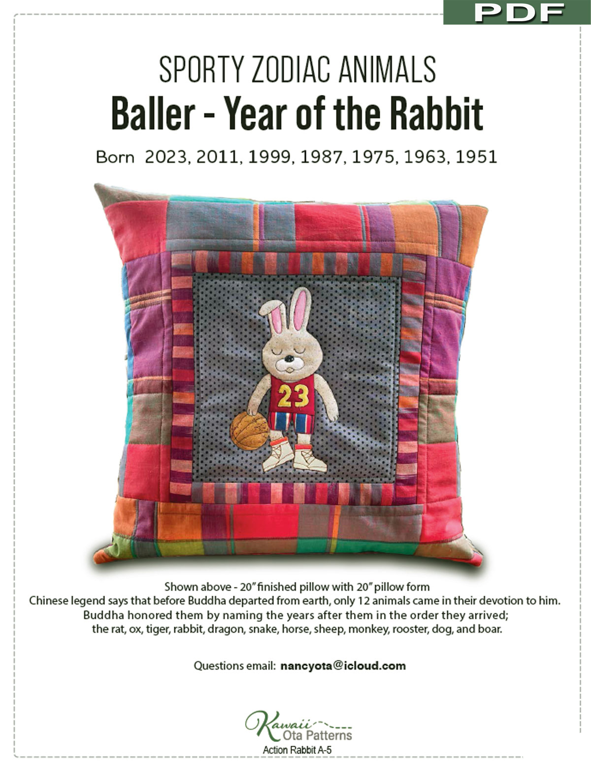 Baller-Year-of-The-Rabbit-digital-sewing-pattern-Kawaii-Ota-front