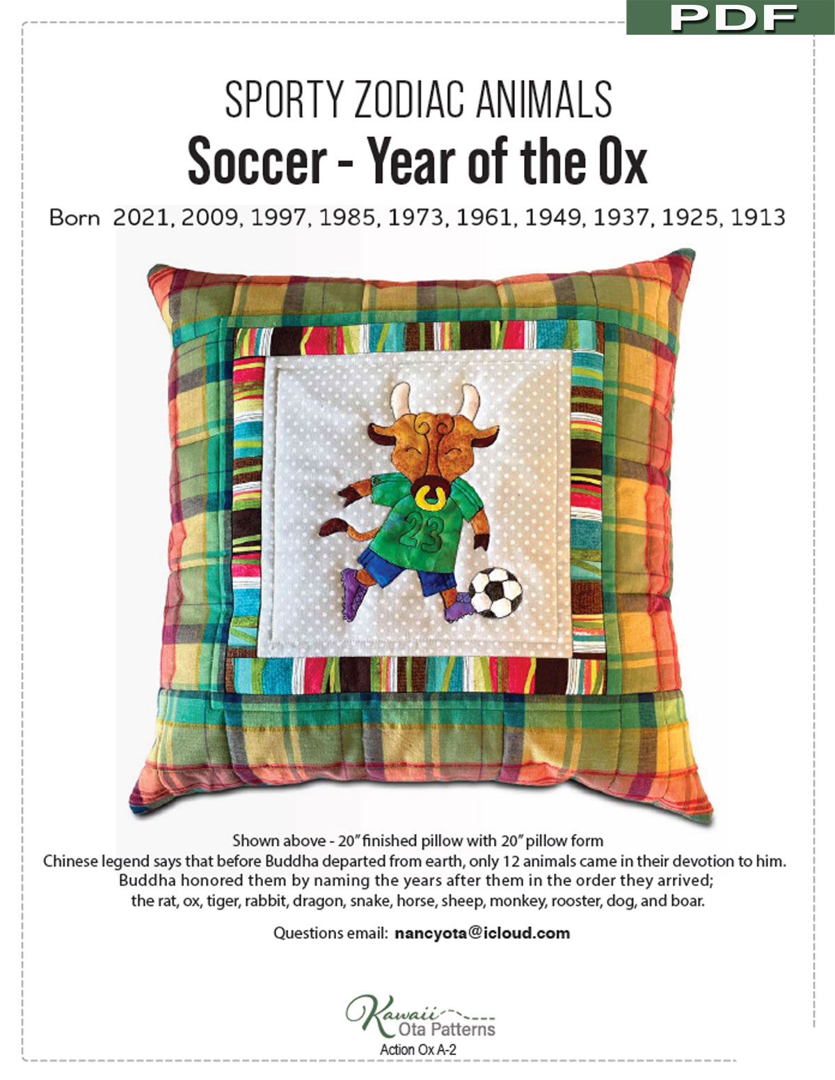 Soccer-Year-of-The-Ox-digital-sewing-pattern-Kawaii-Ota-front