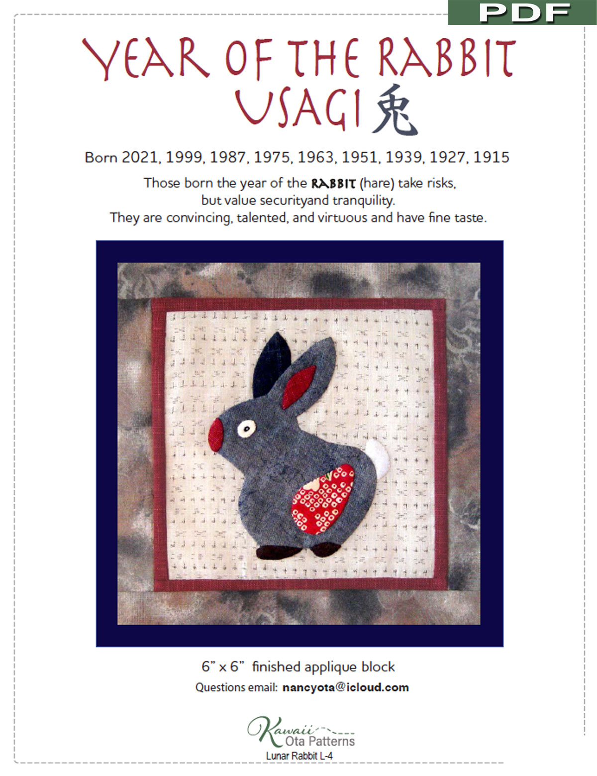 Year-of-The-Rabbit-digital-sewing-pattern-Kawaii-Ota-front