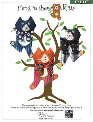 Digital Download - Hang In There Kitty PDF sewing pattern from Kawaii Ota