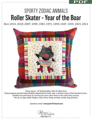 SPOTLIGHT SPECIAL - Digital Download - Roller Skater Year of the Boar PDF sewing pattern from Kawaii Ota