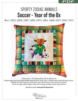 Digital Download - Soccer Year of the Ox PDF sewing pattern from Kawaii Ota