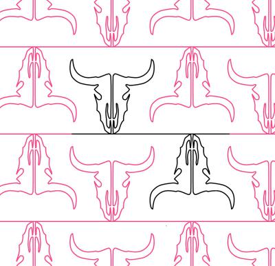 Bull Skull DIGITAL Longarm Quilting Pantograph Design by Oh Sew Kute