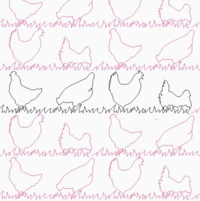 Chickens In A Row DIGITAL Longarm Quilting Pantograph Design by Oh Sew Kute