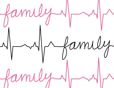 Family Heartbeat DIGITAL Longarm Quilting Pantograph Design by Oh Sew Kute