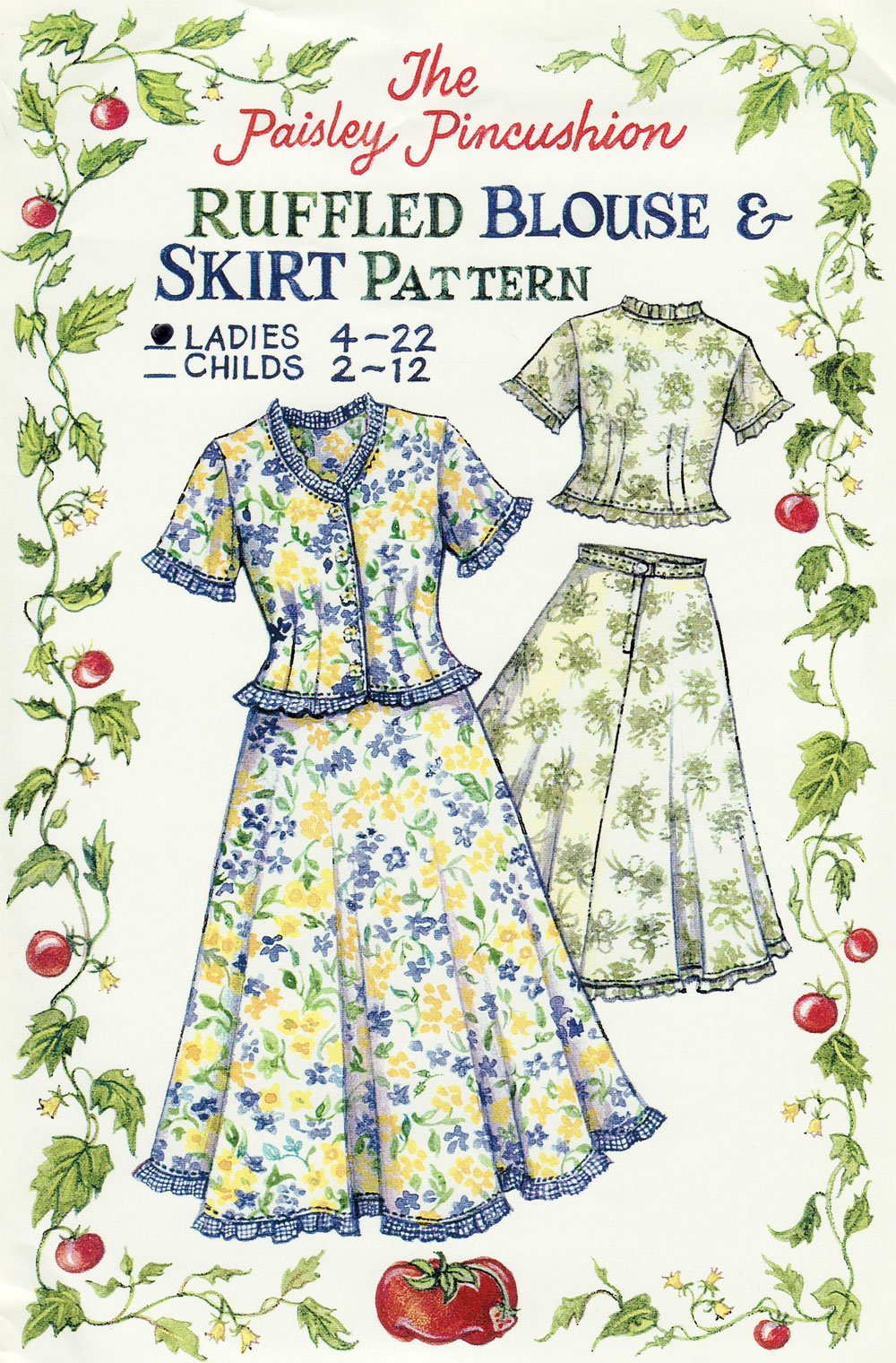 Ruffled-Blouse-ladies-sewing-pattern-paisley-pincushion-front