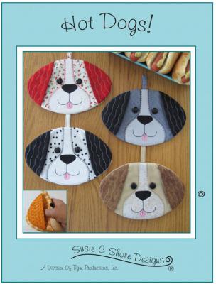 YEAR END INVENTORY REDUCTION - Hot Dogs! hot pads sewing pattern by Susie C. Shore Designs