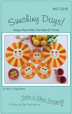 INVENTORY REDUCTION - Sunshiny Days Place Mats, Pot Holders or Trivets sewing pattern by Susie C. Shore Designs