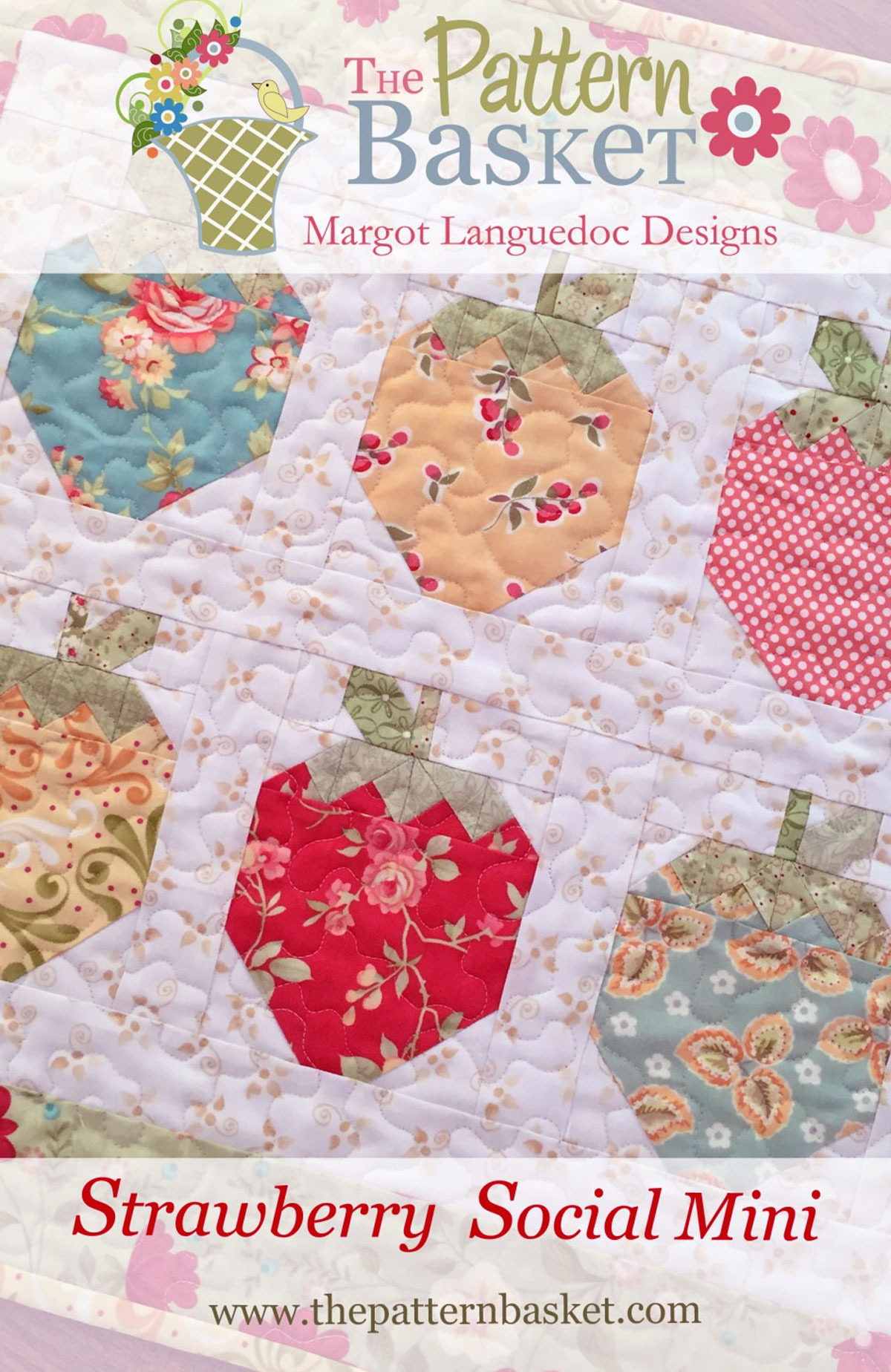Strawberry-Social-Mini-quilt-sewing-pattern-the-pattern-basket-front